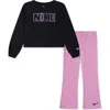 Nike Kids' Femme Pop Pullover Sweater & Flare Pants Set In Magic Flamingo