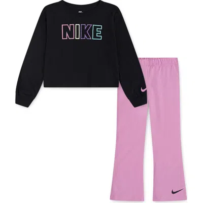 Nike Kids' Femme Pop Pullover Sweater & Flare Pants Set In Magic Flamingo