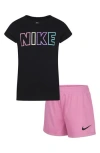 Nike Kids' Femme Pop Short Sleeve T-shirt & Shorts Set In Black