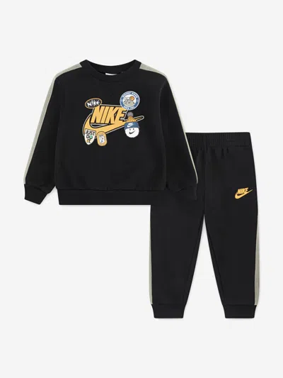 Nike Kids Fleece Logo Tracksuit In Black