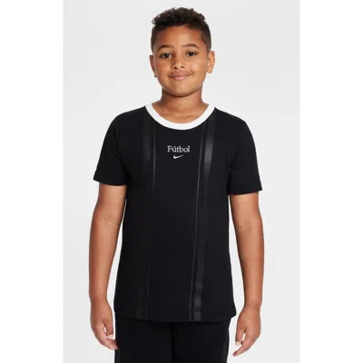 Nike Kids' Fútbol Embroidered T-shirt In Black