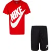 Nike Kids' Futura Graphic Tee & Shorts Set In Burg-lion