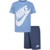 Nike Little Boys 2-piece Futura T-shirt & Shorts Set In Diffused Blue