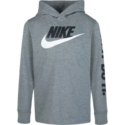 Nike Kids' Futura Hooded Long Sleeve T-shirt In Carbon Heather
