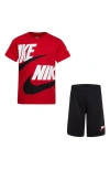 Nike Little Boys T-shirt And Cargo Shorts Set In Black/red
