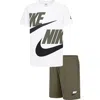 Nike Kids' Split Futura T-shirt & Shorts Set In Medium Olive