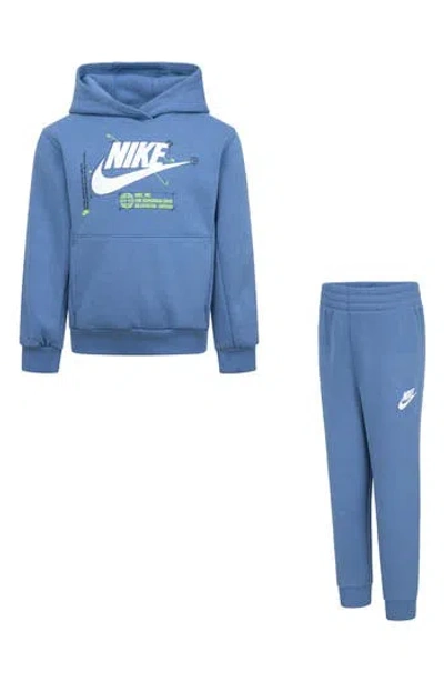 Nike Kids' Futura Wrap Hoodie & Pull-on Pants Set In Blue