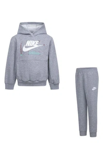Nike Kids' Futura Wrap Hoodie & Pull-on Pants Set In Dark Grey Heather
