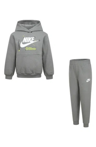 Nike Kids' Futura Wrap Hoodie & Pull-on Pants Set In Gray
