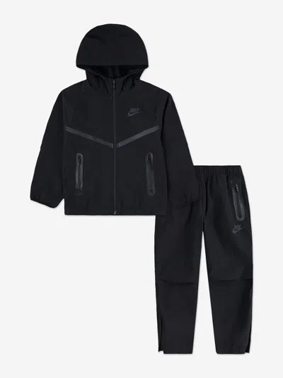 Nike Kids Fz Tech Woven Tracksuit In Black