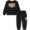 Nike Little Boys Gameday Essentials 2-piece Crewneck Sweatshirt And Pants Set In Black