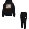 Nike Kids' Gradient Futura Logo Pullover Hoodie & Joggers Set In Black