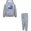 Nike Kids' Gradient Futura Logo Pullover Hoodie & Joggers Set In Dark Grey Heather