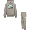 Nike Kids' Gradient Futura Logo Pullover Hoodie & Joggers Set In Khaki