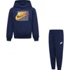 Nike Kids' Gradient Futura Logo Pullover Hoodie & Joggers Set In Midnight Navy