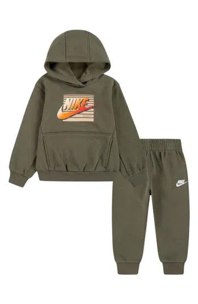 Nike Kids' Gradient Futura Pullover Hoodie & Joggers Set In Medium Olive