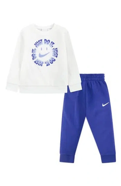 Nike Kids' Happy Graphic Sweatshirt & Joggers Set In White