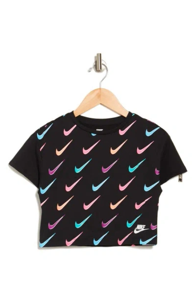 Nike Kids' Icon Swoosh Cotton Graphic T-shirt In Black