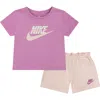 Nike Kids' Jersey T-shirt & French Terry Shorts Set In Pink