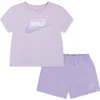 Nike Kids' Jersey T-shirt & French Terry Shorts Set In Purple