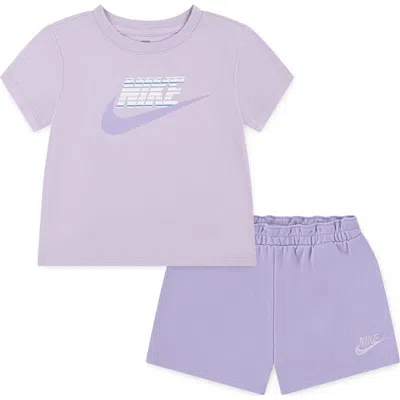 Nike Kids' Jersey T-shirt & French Terry Shorts Set In Purple
