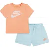 Nike Kids' Jersey T-shirt & French Terry Shorts Set In Orange