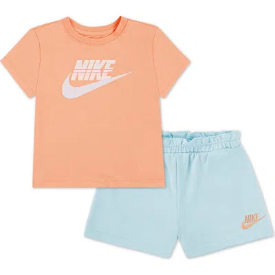 Nike Kids' Jersey T-shirt & French Terry Shorts Set In Orange