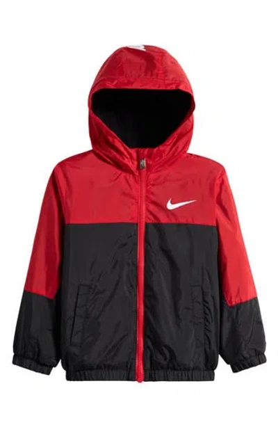 Nike Kids' Just Do It Fleece Lined Windrunner Jacket In Red