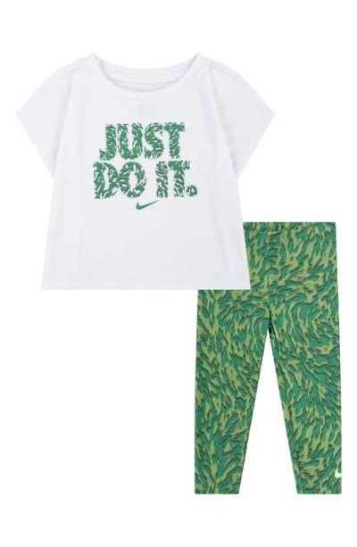 Nike Kids' Just Do It Logo Graphic T-shirt & Leggings Set In Pear