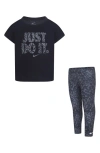 Nike Kids' Just Do It Logo Graphic T-shirt & Leggings Set In Smoke Grey