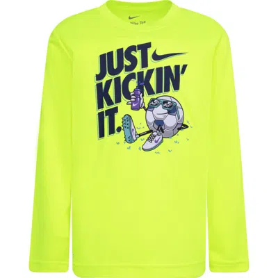 Nike Kids' Just Kick' It Long Sleeve Graphic T-shirt In Green