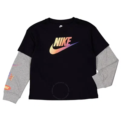 Nike Kids Layered Long-sleeve T-shirt In Black