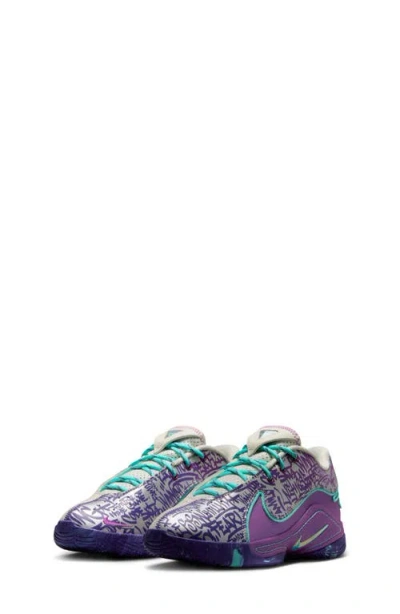 Nike Kids' Lebron Xxii Basketball Shoe In Soft Pearl/turquoise/purple