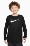 Nike Kids' Legend Dri-fit Long Sleeve Graphic T-shirt In Black