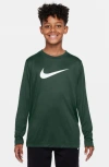 Nike Kids' Legend Dri-fit Long Sleeve Graphic T-shirt In Green