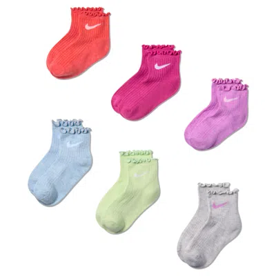 Nike Kids' Lettuce Welt Ankle Socks (6 Pairs) In Multi