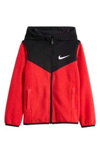 Nike Kids' Logo Colorblock Fleece Zip-up Jacket In Red