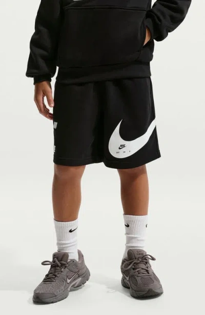 Nike Kids' Logo Detail French Terry Shorts In Black