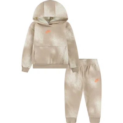Nike Kids' Logo Fleece Pullover Hoodie & Joggers Set In Brown