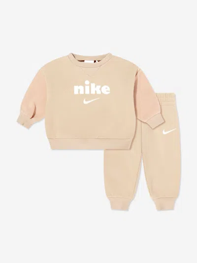 Nike Kids Logo Fleece Tracksuit In Brown