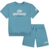 Nike Kids' Logo Graphic French Terry Sweatshirt & Sweat Shorts Set In Blue