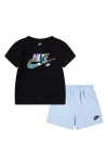 Nike Sportswear "outside The Lines" Little Kids' 2-piece French Terry Shorts Set In Psychic Blue