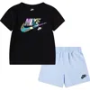 Nike Kids' Logo Graphic T-shirt & French Terry Shorts Set In Psychic Blue