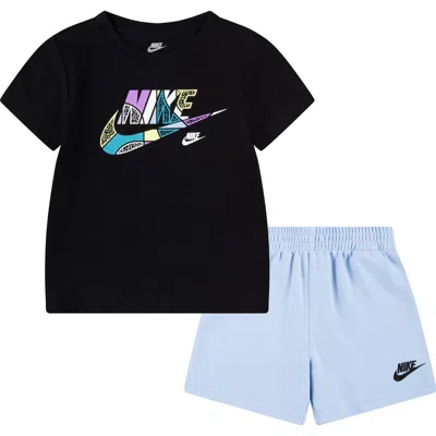 Nike Kids' Logo Graphic T-shirt & French Terry Shorts Set In Psychic Blue
