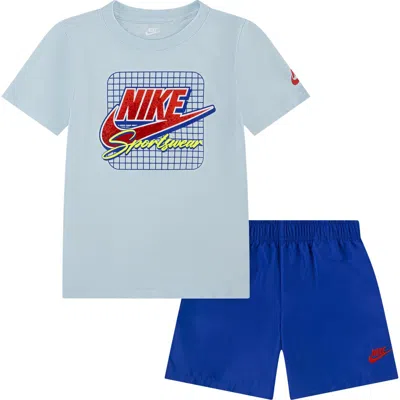 Nike Kids' Logo Graphic T-shirt & Shorts Set In Blue