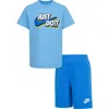 Nike Little Boys Fleece Short Set In Light Photo Blue
