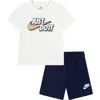 Nike Kids' Logo Graphic T-shirt & Shorts Set In Midnight Navy