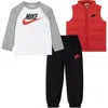 Nike Kids' Logo Puffer Vest, Logo T-shirt & Fleece Joggers Set In Red