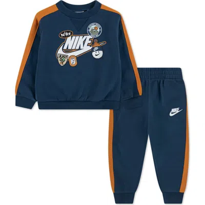 Nike Kids' Logo Sweatshirt & Joggers Set In Blue