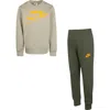 Nike Kids' Logo Sweatshirt & Joggers Set In Medium Olive